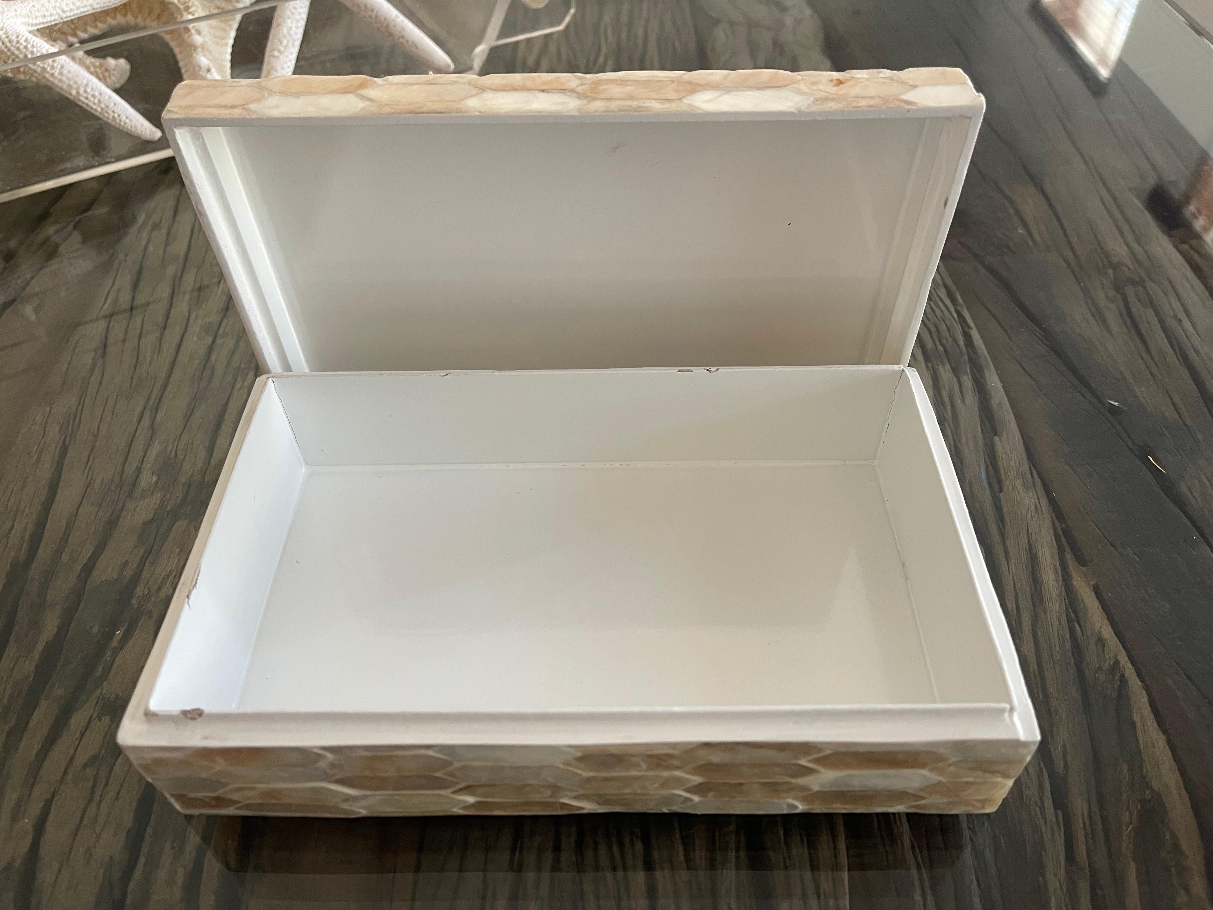 Coastal Capiz Shell Scalloped Bowl and Treasure Box For Sale 1