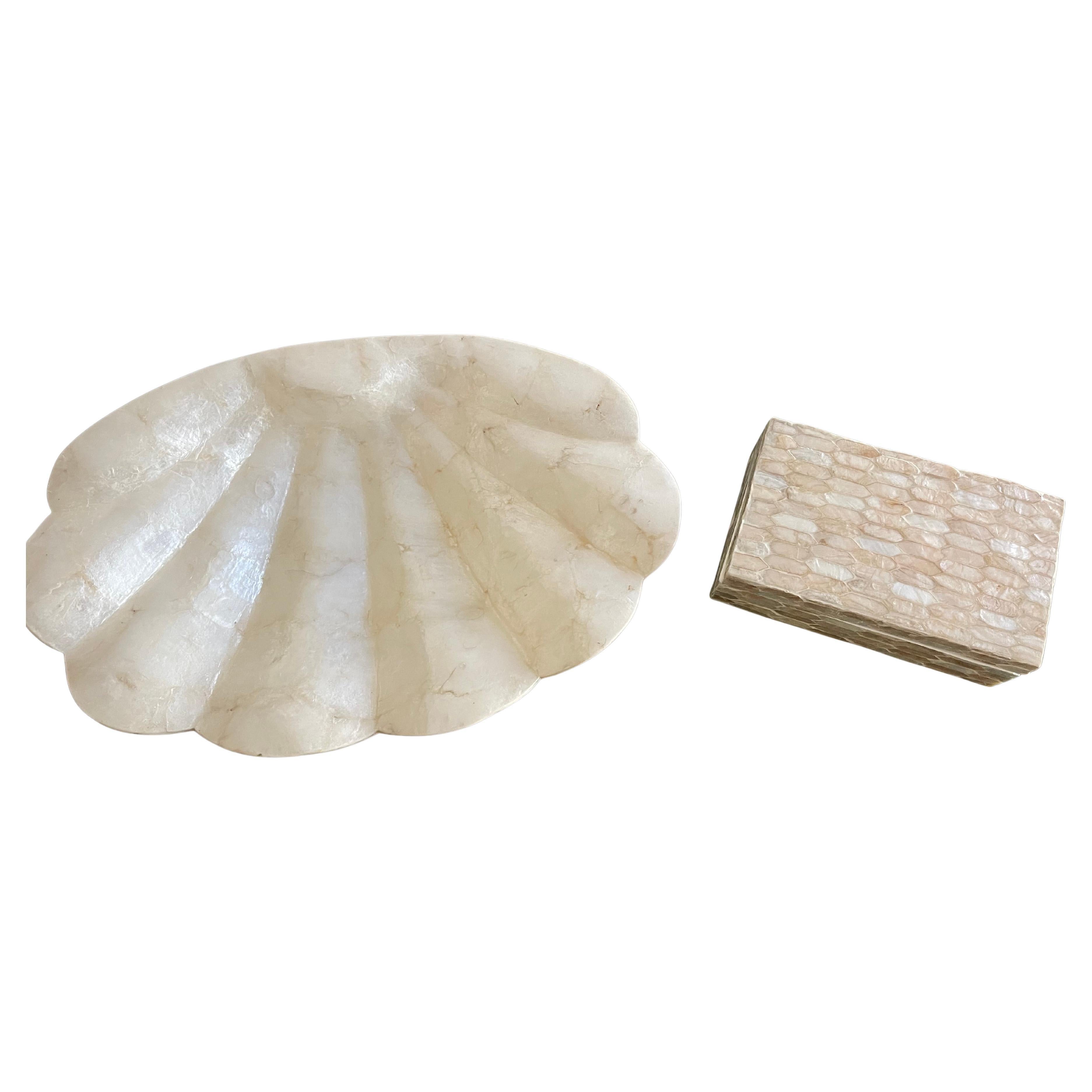 Coastal Capiz Shell Scalloped Bowl and Treasure Box