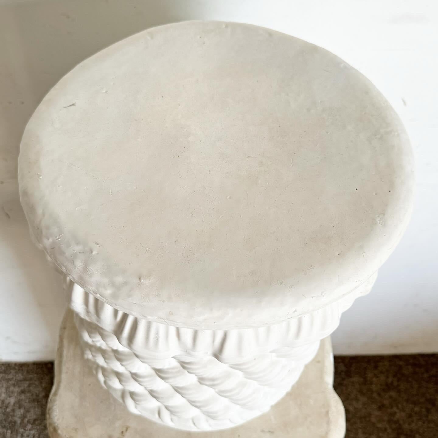 American Coastal Cast Ceramic Sculpted Seashell Side Table/Pedestal For Sale