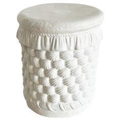 Coastal Cast Ceramic Sculpted Seashell Side Table/Pedestal