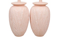 Paire de lampes de table en céramique côtière couleur pêche