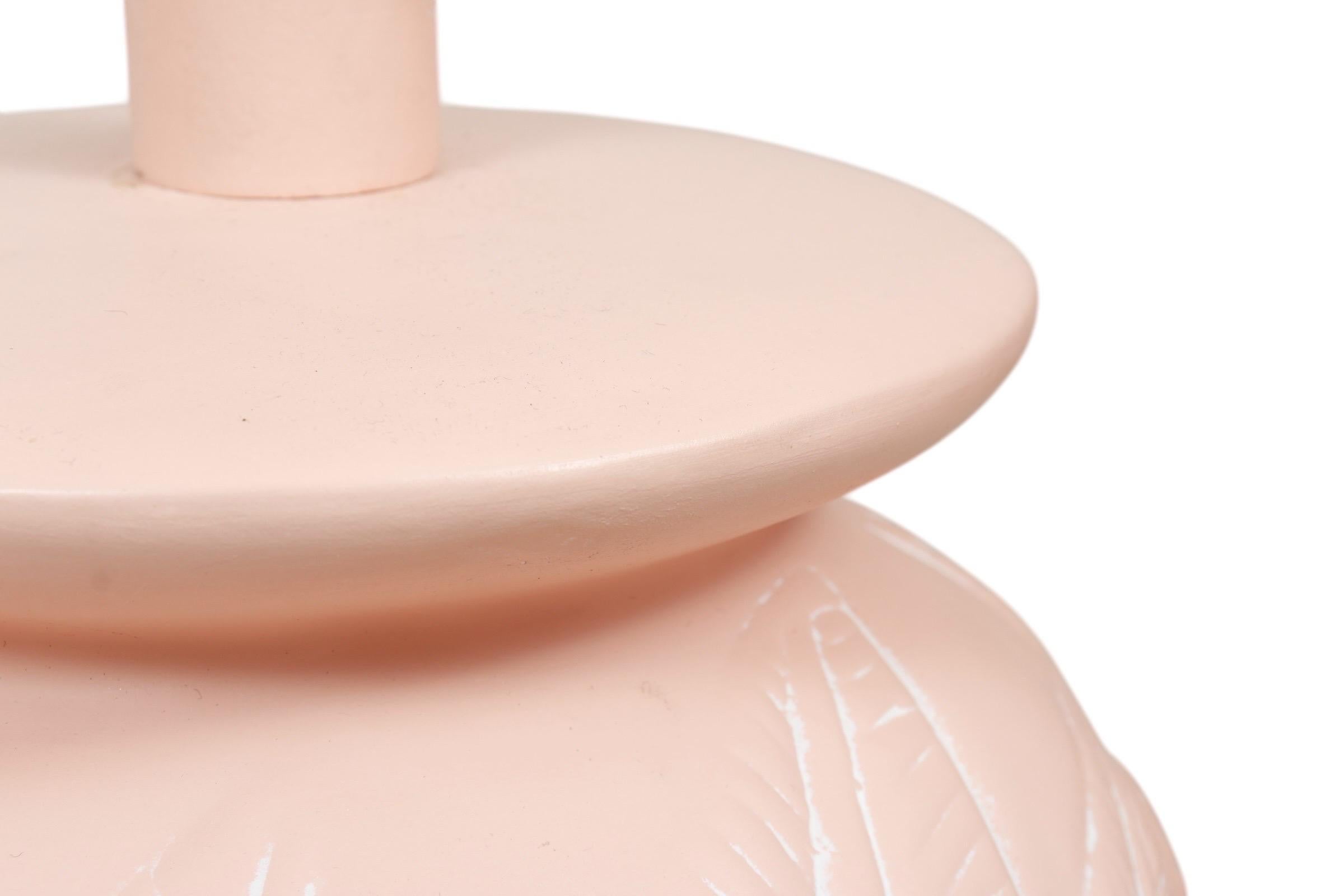 American Coastal Ceramic Table Lamps in Peach - a Pair