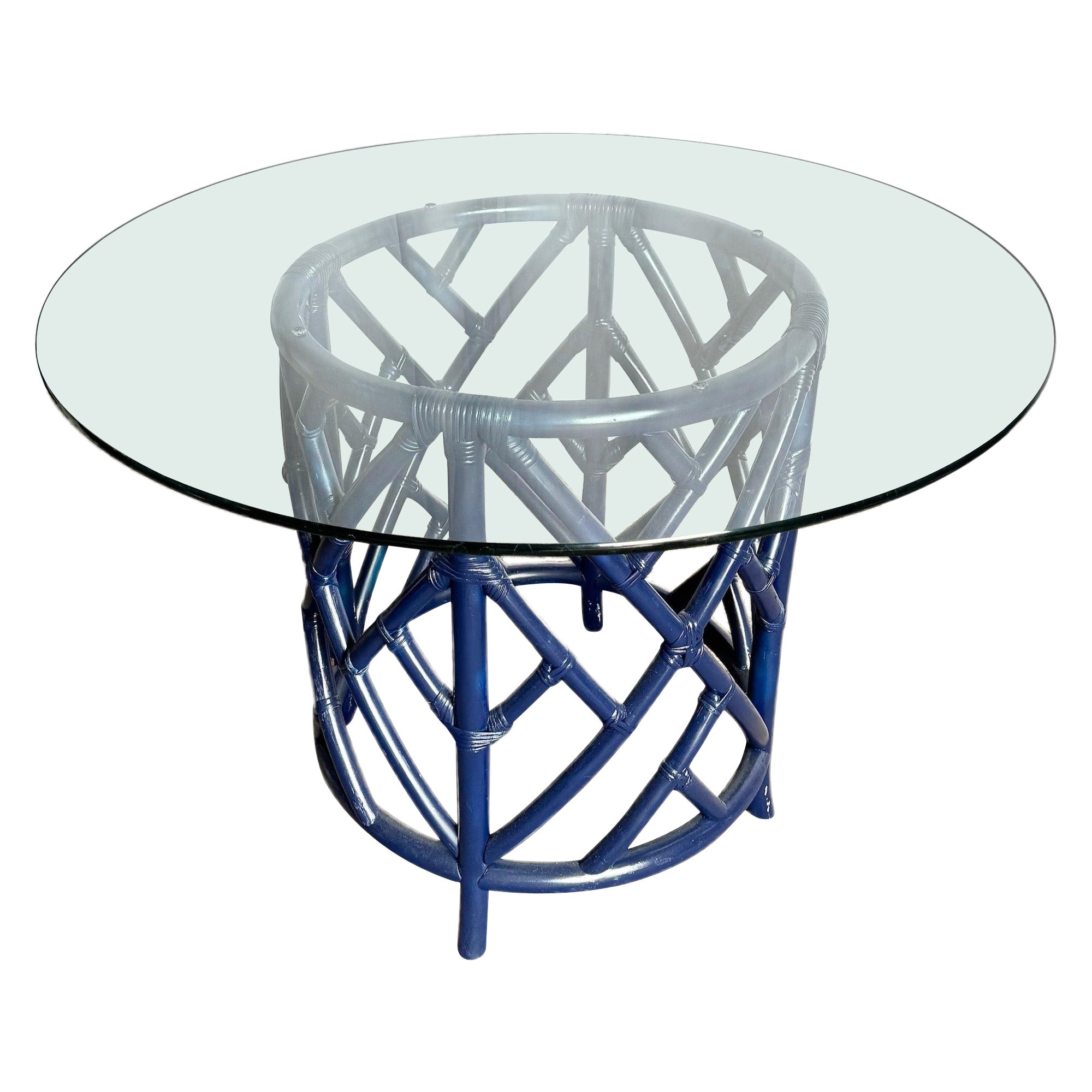 Mesa de Comedor de Cristal Estilo Chippendale Azul Marino Coastal Chic en venta