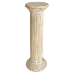 Coastal Chic Vintage Split-Reed White Washed Pedestal Column
