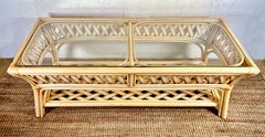 Coastal Chic Woven Rattan Coffee Table Inset Glass Top