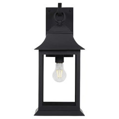 Coastal Craftsman Wrought Iron Exterior Wall Lantern, Grey, Antique Glass 