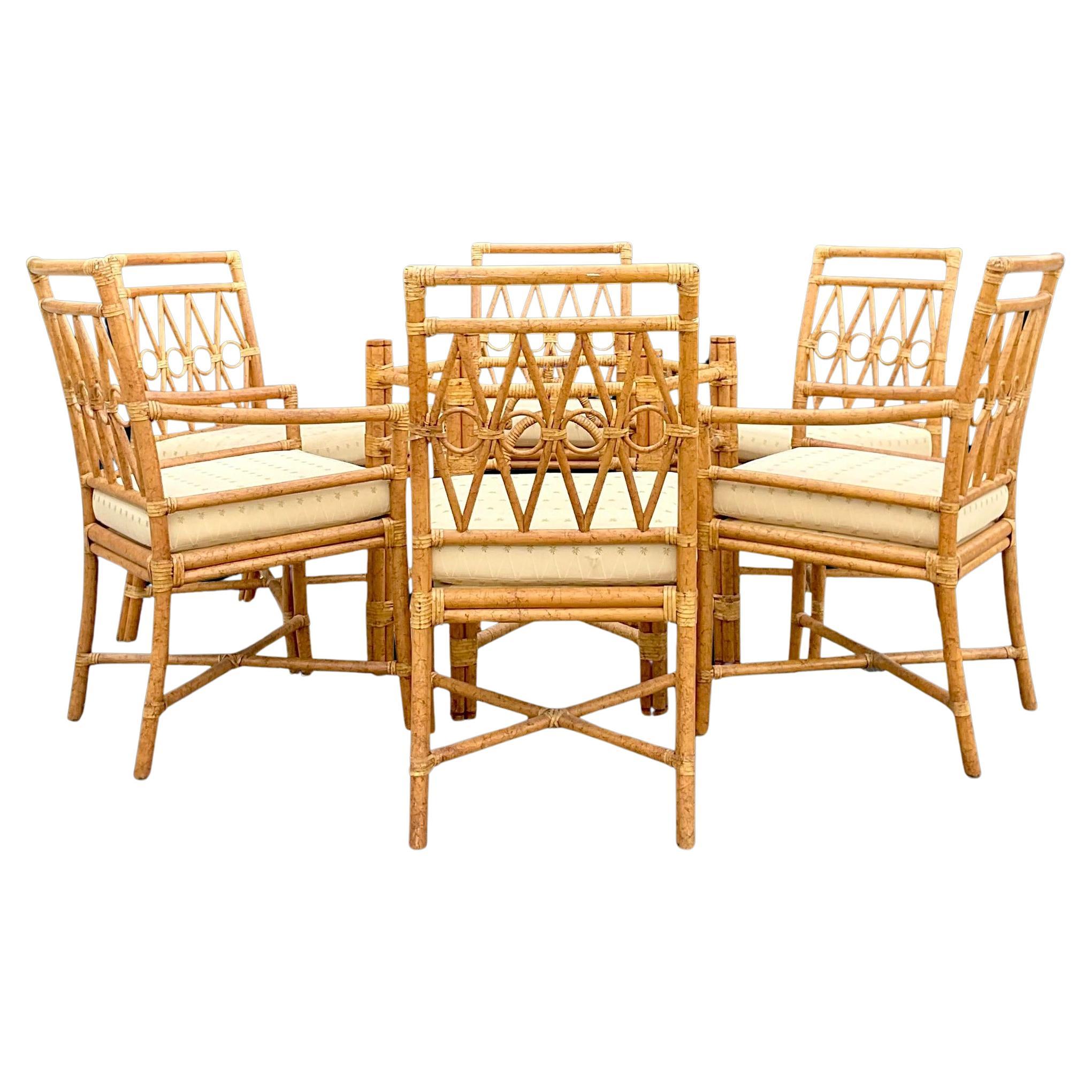 Coastal Ficks Reed Ring Rattan Dining Set of 6