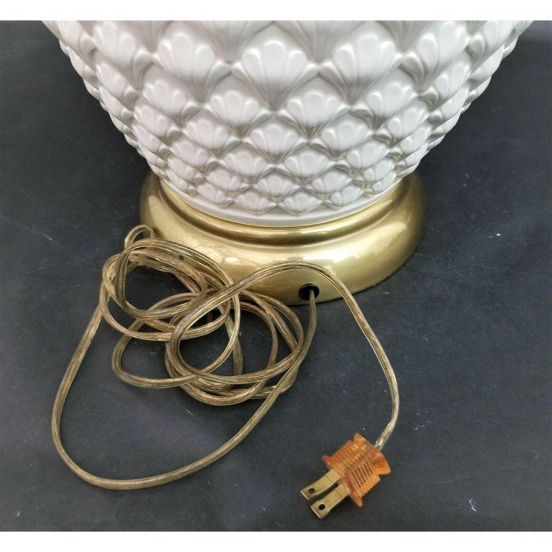 Brass Coastal Frederick Cooper Beehive Ceramic Table Lamp For Sale