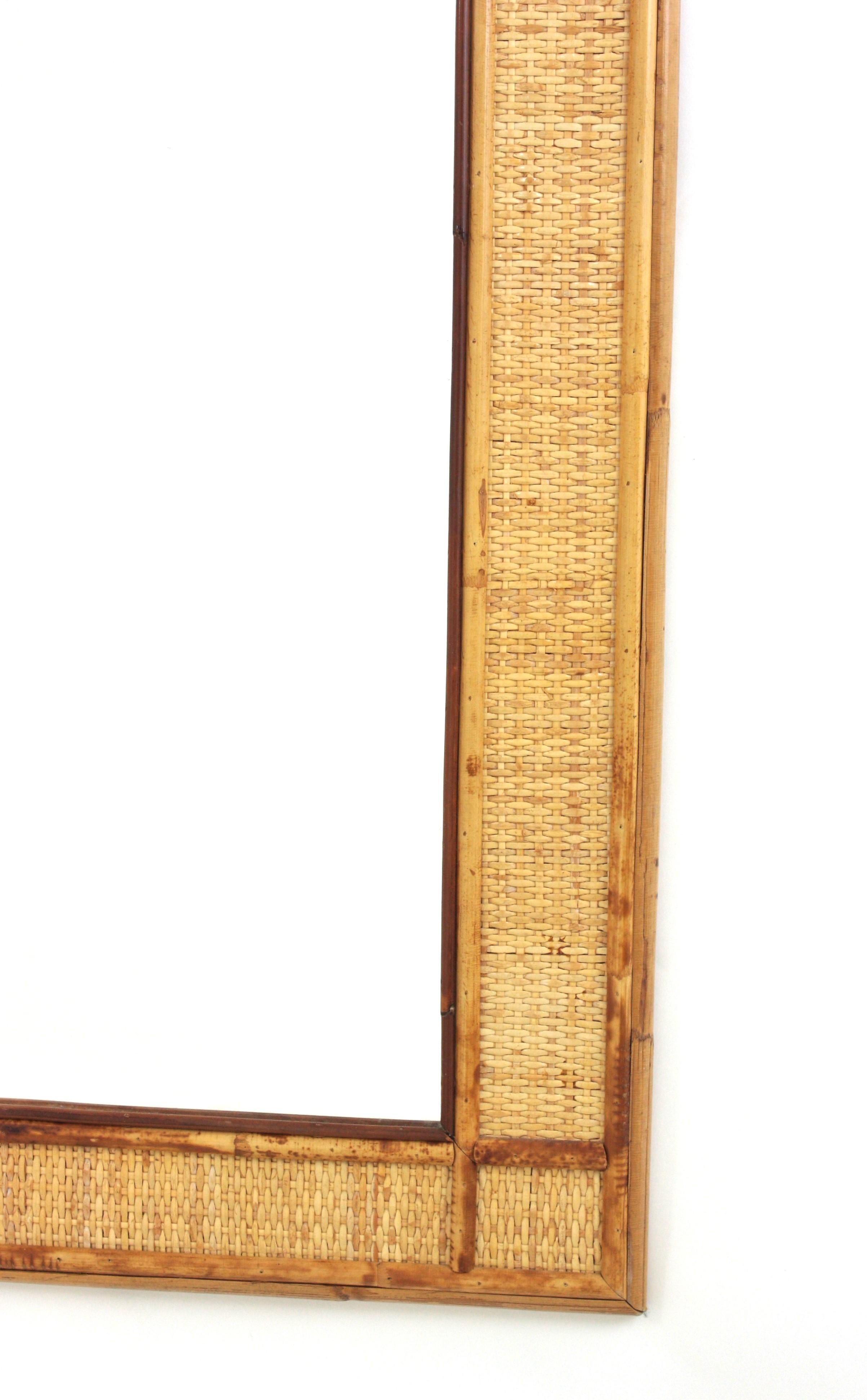Coastal Full Length Wall Mirror in Rattan and Woven Wicker In Good Condition For Sale In Barcelona, ES