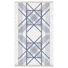 Coastal Geometric Pattern Hand Knotted Wool Rug High Pile, Bali Coast, in Stock