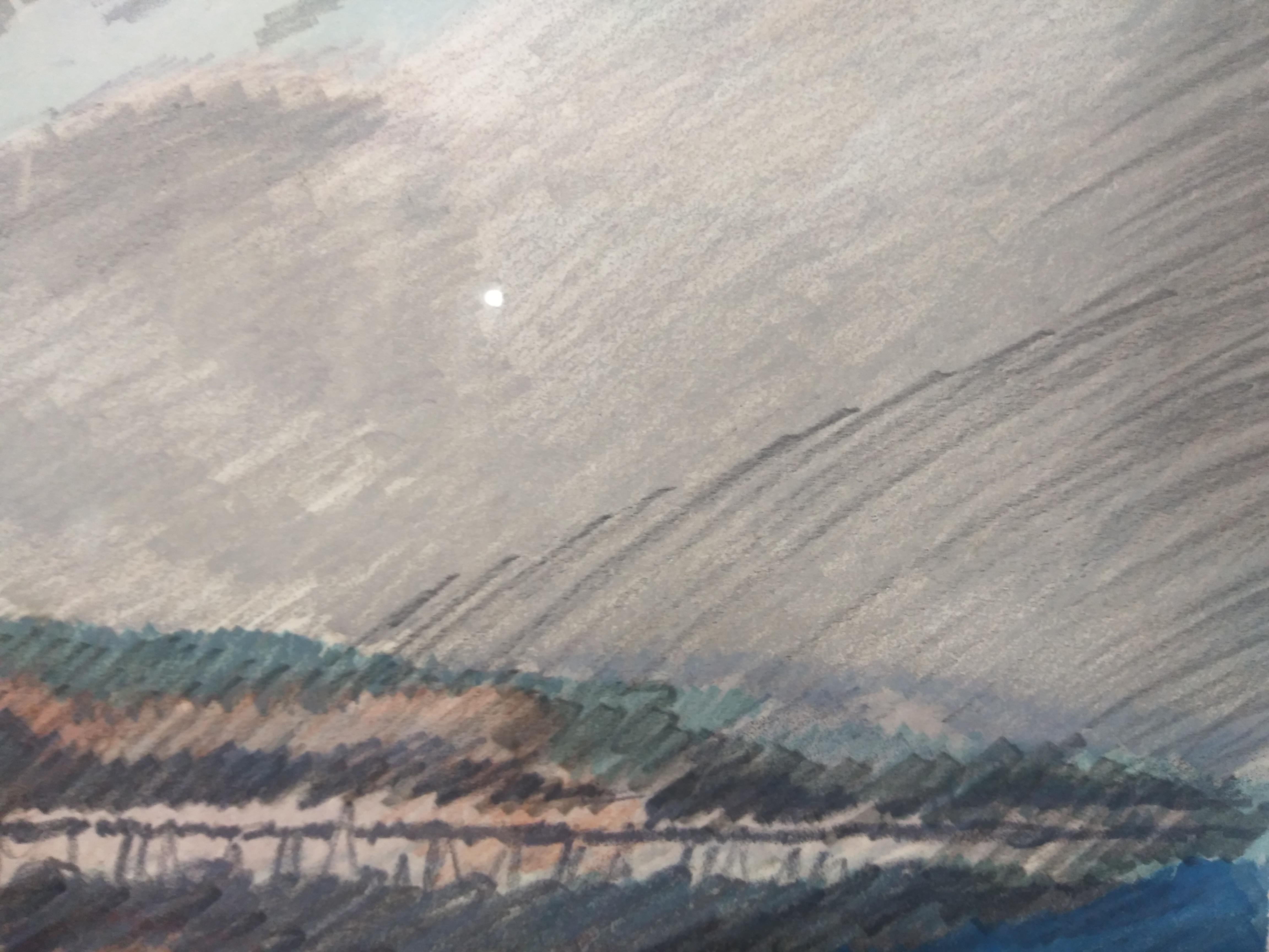 Il s'agit d'une lithographie encadrée de Lyman représentant un paysage côtier. Les couleurs sont et l'état est bon. Il est encadré derrière une vitre. Il est signé et numéroté.

La taille de l'image est de 12 x 7 
La taille du cadre est de 27 x