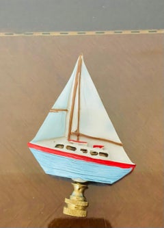 Coastal Marine Lamp Finial Sailboat Figurine