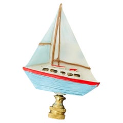 Coastal Marine Lamp Finial Sailboat Figurine