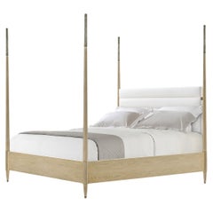 Lit King en Oak Oak Coastal Mid-Century Modern à quatre places