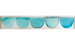 Coastal Minimalism: Robert Miller 'Near Tibet' Five-Panel Oil Painting