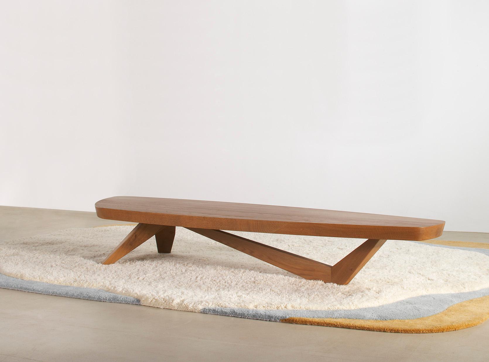 American Coastal Moby Coffee Table, Long, Ash / Amber, Solid Wood, Handcrafted, Modern For Sale