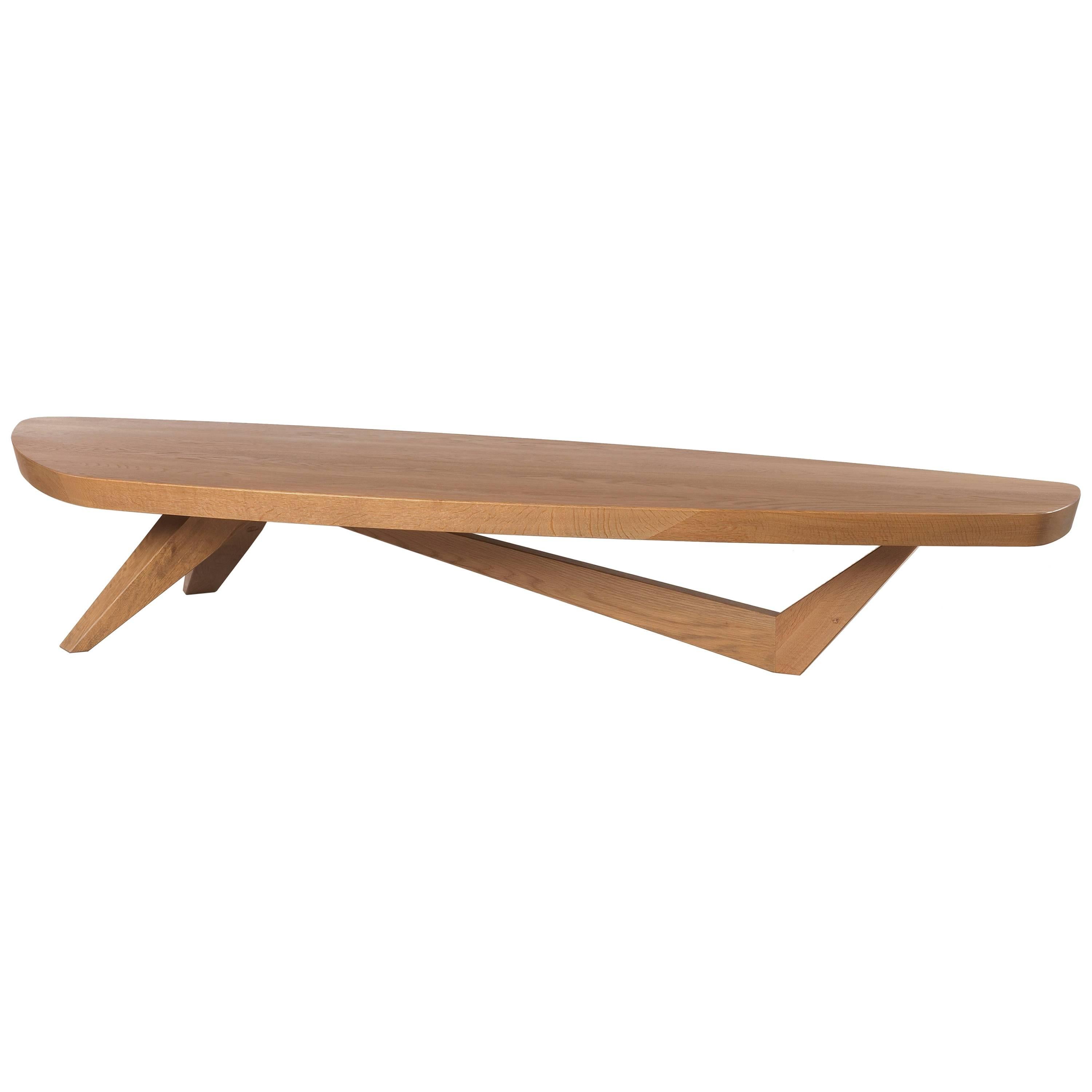 Coastal Moby Coffee Table, Long, Ash / Amber, Solid Wood, Handcrafted, Modern For Sale