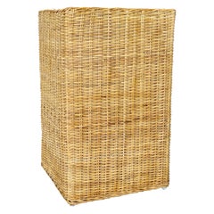 Coastal Organic Modern Rattan Braid Column Pedestal by Wicker Works