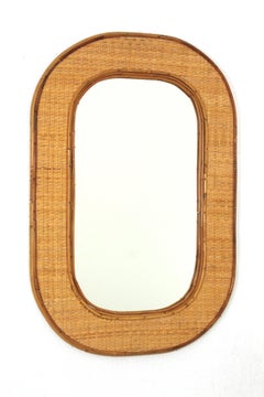Coastal Oval Wall Mirror in Rattan and Woven Wicker
