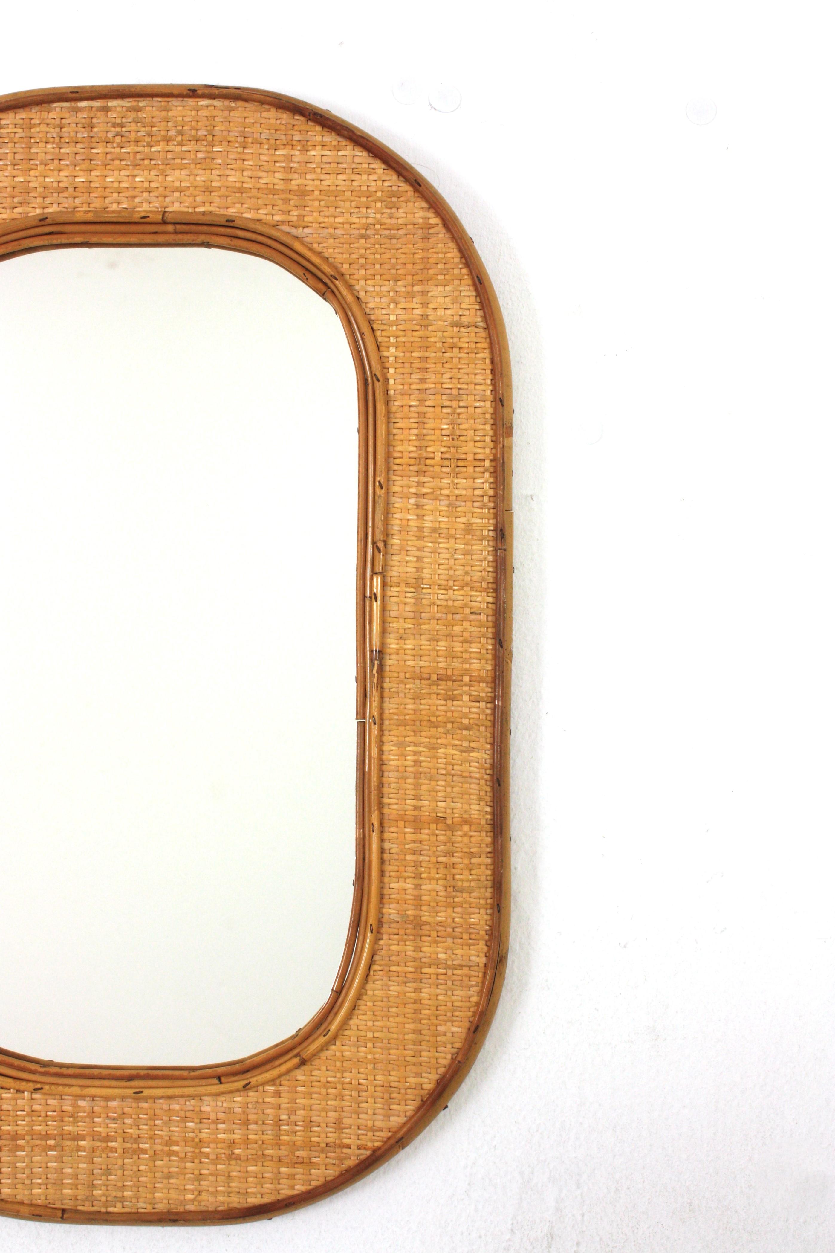 Ovaler Coastal-Wandspiegel aus Rattan und geflochtenem Korbweide im Zustand „Gut“ im Angebot in Barcelona, ES