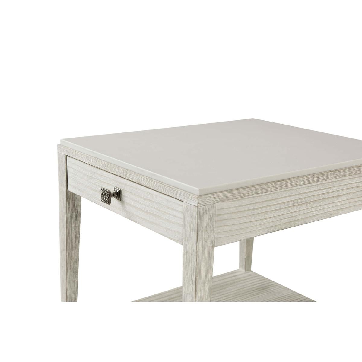 Coastal Painted Stone Top Side Table For Sale 1