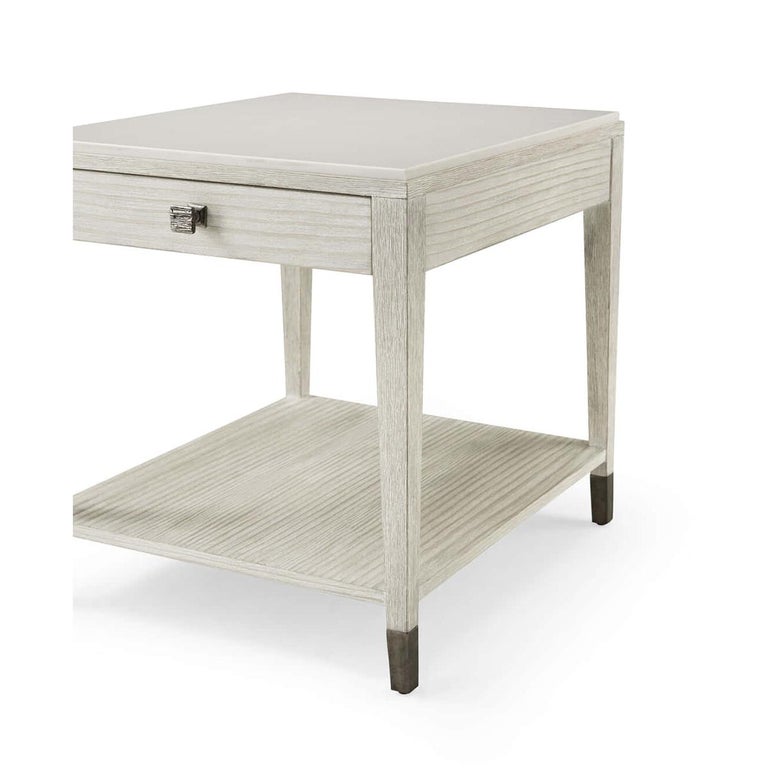 Coastal Painted Stone Top Side Table For Sale at 1stDibs
