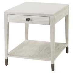 Coastal Painted Stone Top Side Table