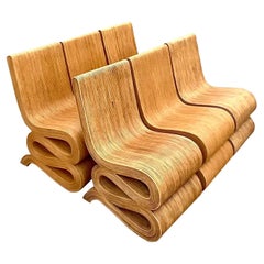Coastal Pencil Reed Wiggle Dining Chairs After Gehry - Set of 6