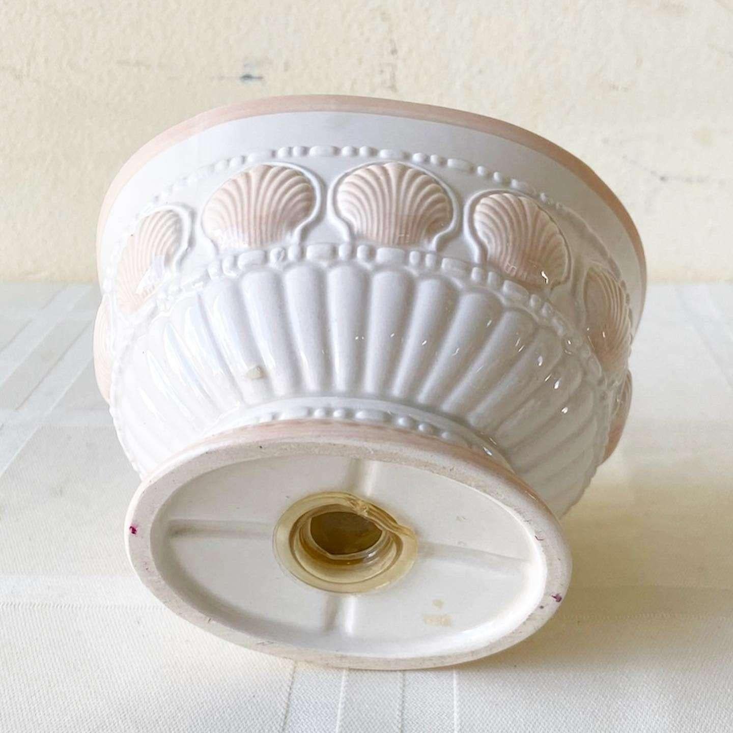 Coastal Pink Shell Ceramic Bathroom Container Set by JC Penny For Sale 4