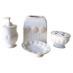 Coastal Pink Shell Ceramic Bathroom Container Set by JC Penny