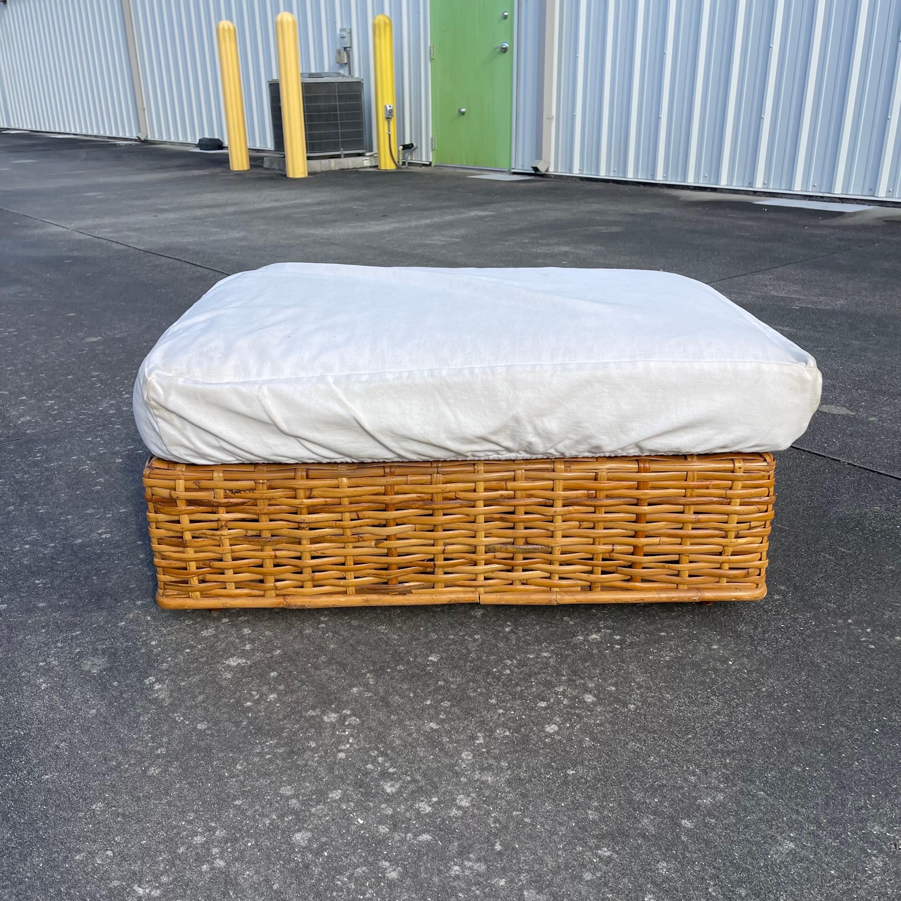 Fabulous vintage Ralph Lauren woven bamboo ottoman or bench.