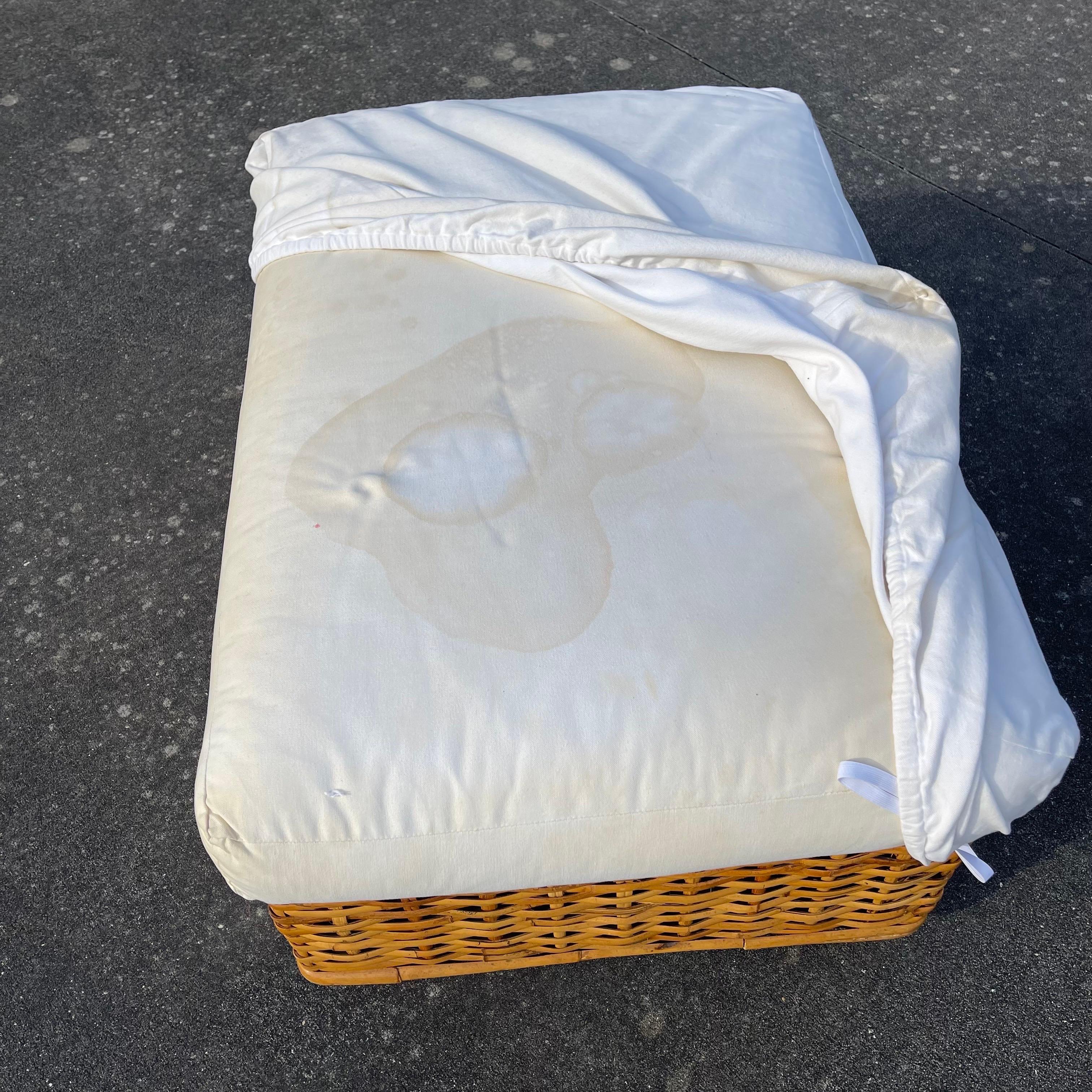 Coastal Ralph Lauren Woven Bamboo Wicker Ottoman or Bench 1