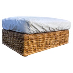 Coastal Ralph Lauren Woven Bamboo Wicker Ottoman or Bench