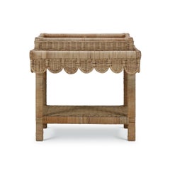 Coastal Rattan Scalloped Side Table