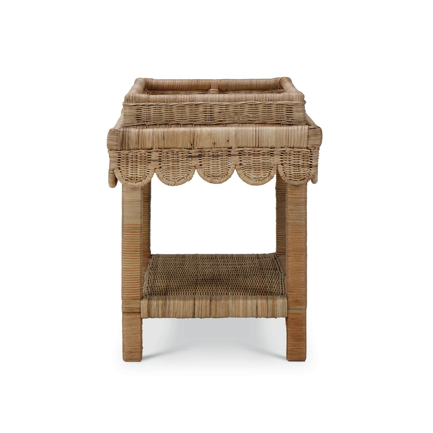 Country Table d'appoint côtière en rotin festonnée en vente