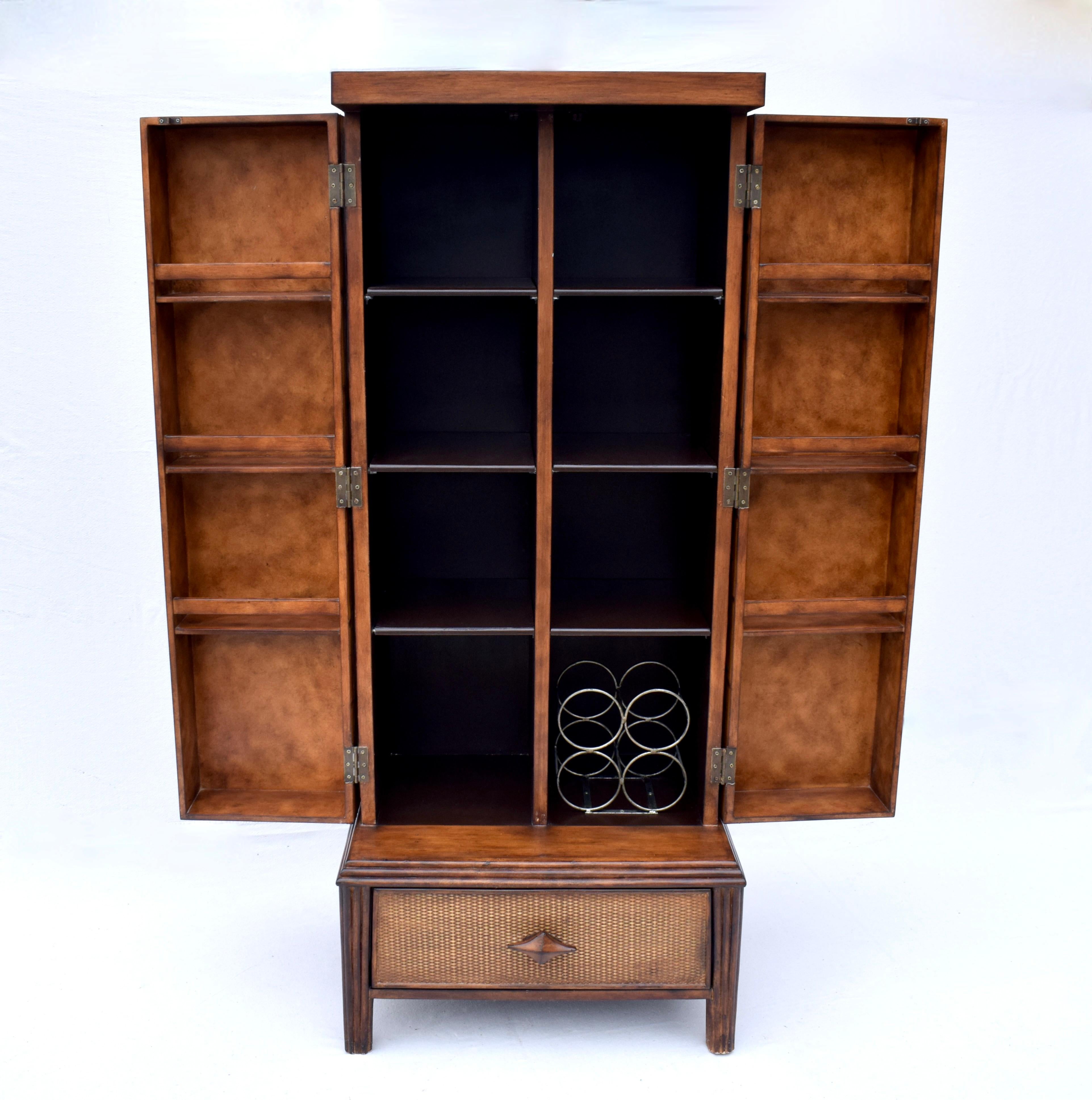 Coastal Rattan Wood Storage Cabinet For Sale 3