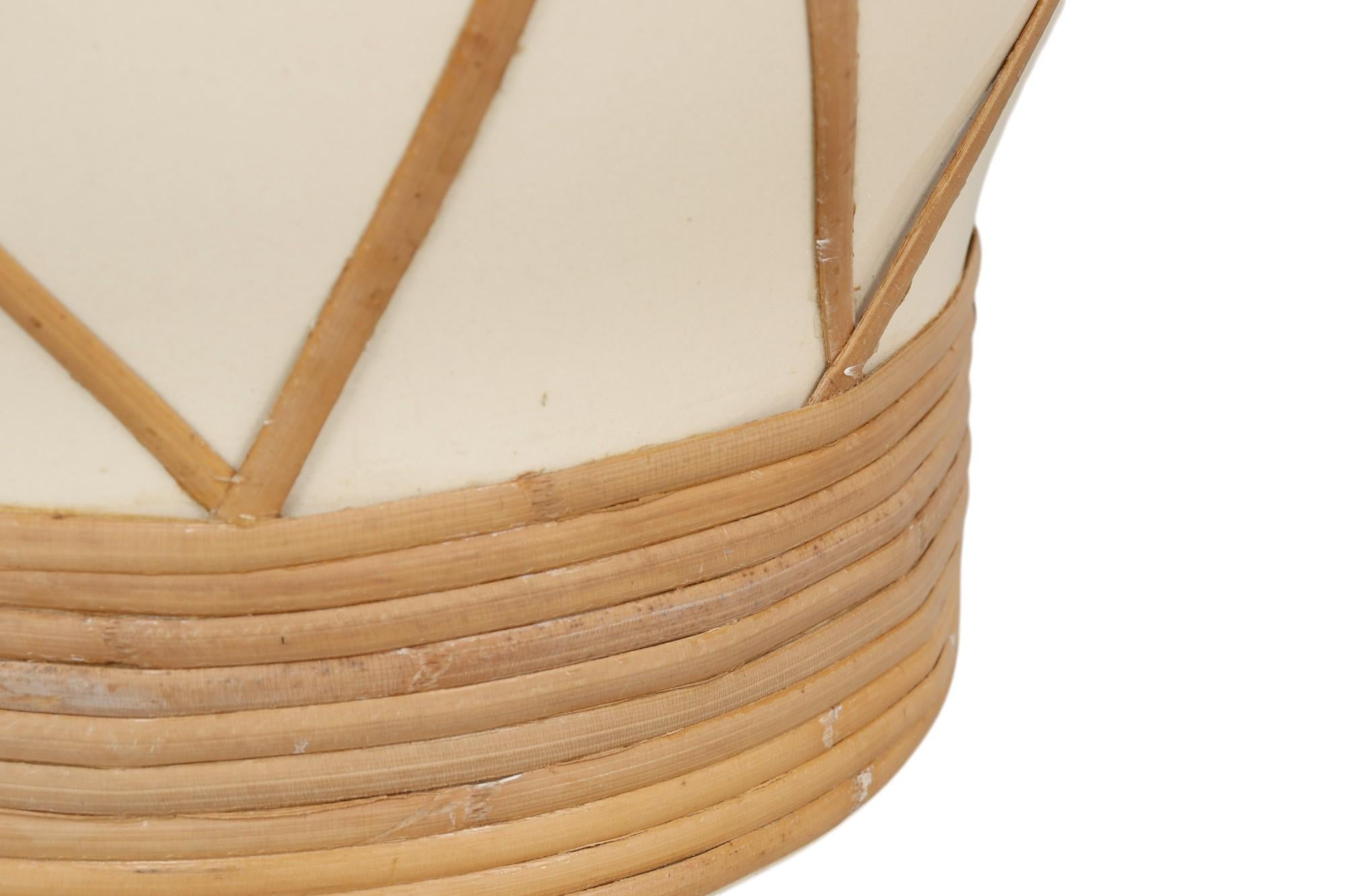 Coastal Rattan Wrapped Ceramic Table Lamps, a Pair For Sale 2
