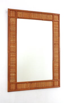 Coastal Rectangular Mirror in Rattan & Woven Wicker, Spain, 1960s