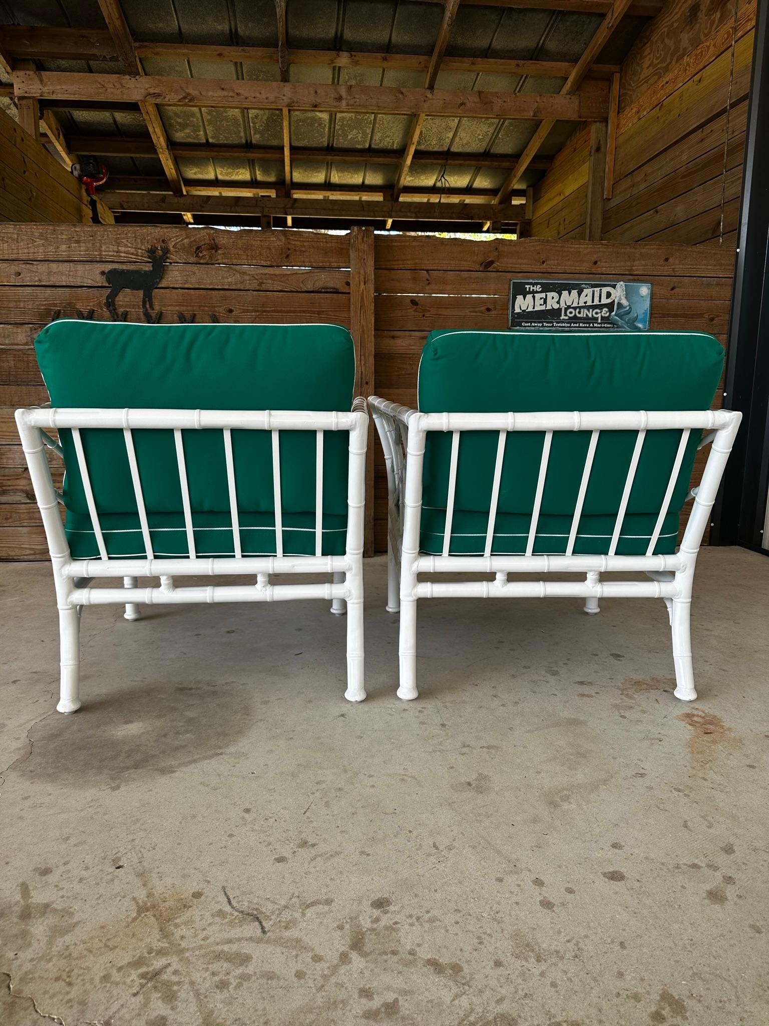 Coastal Regency Faux Bamboo Aluminum Club Lounge Chairs by Meadowcraft 8