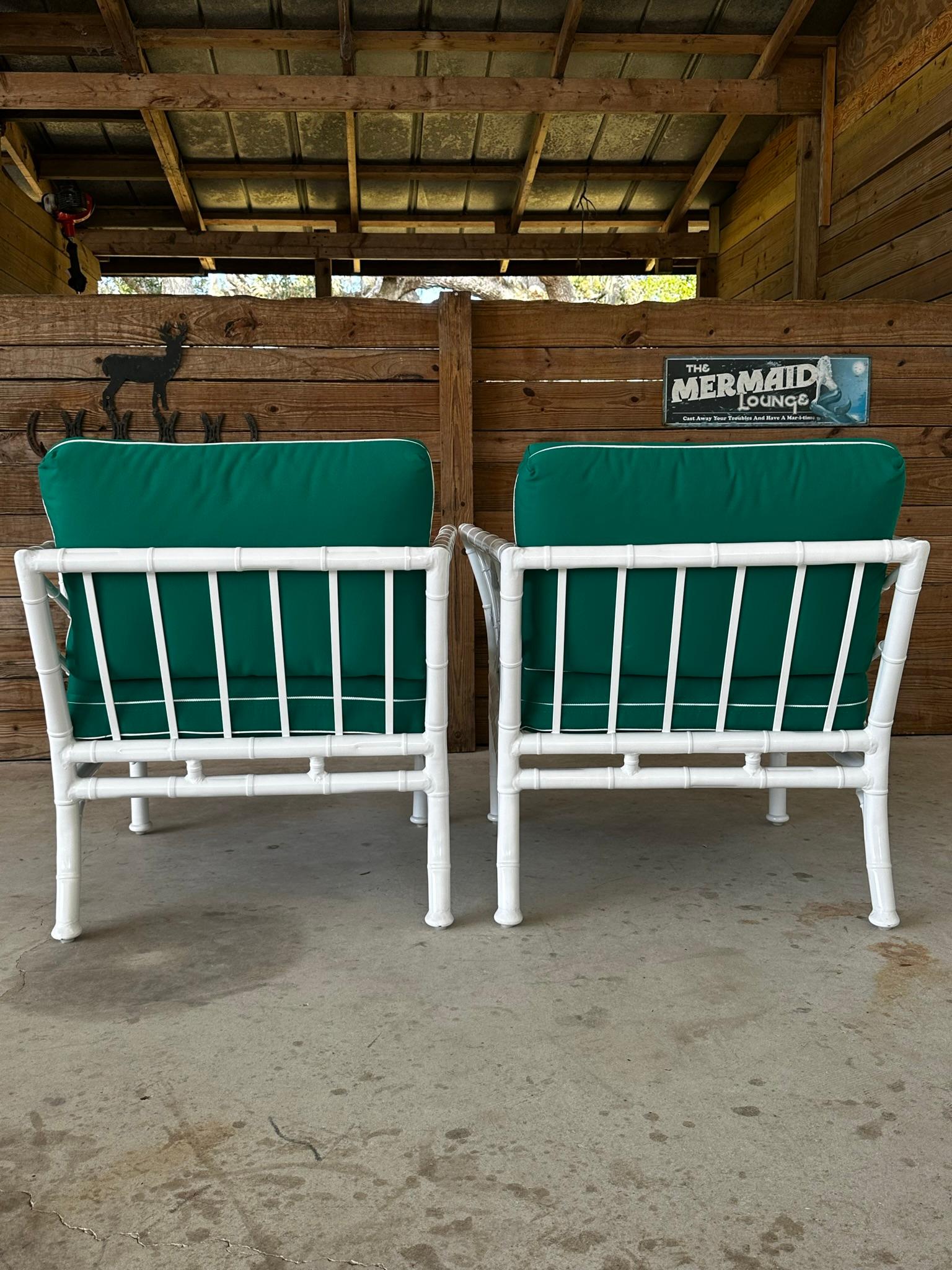 Coastal Regency Faux Bamboo Aluminum Club Lounge Chairs by Meadowcraft 9
