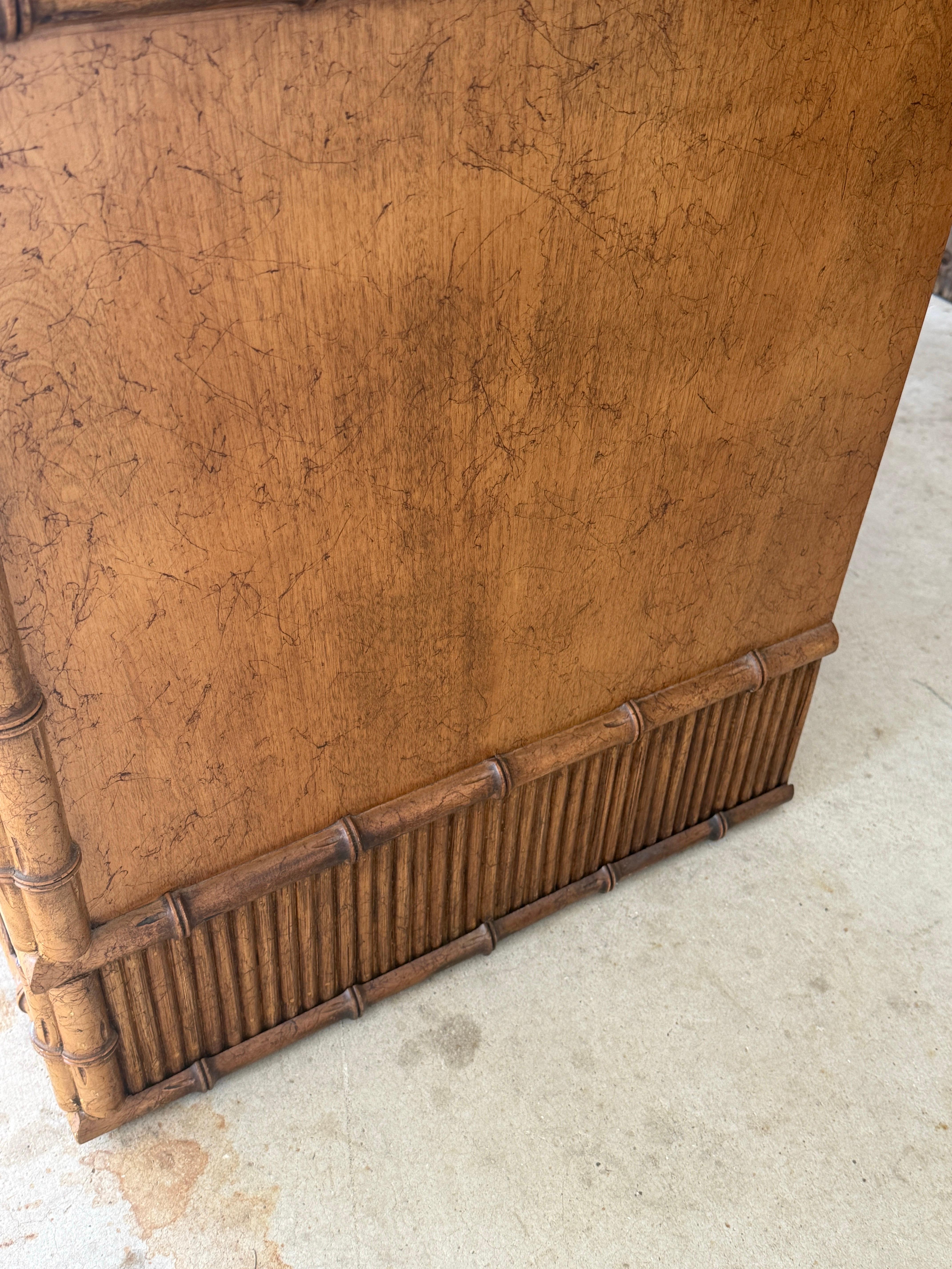 Coastal Regency Faux Bamboo and Cane Armoire by Miller Yee Fong for Ficks Reed 6
