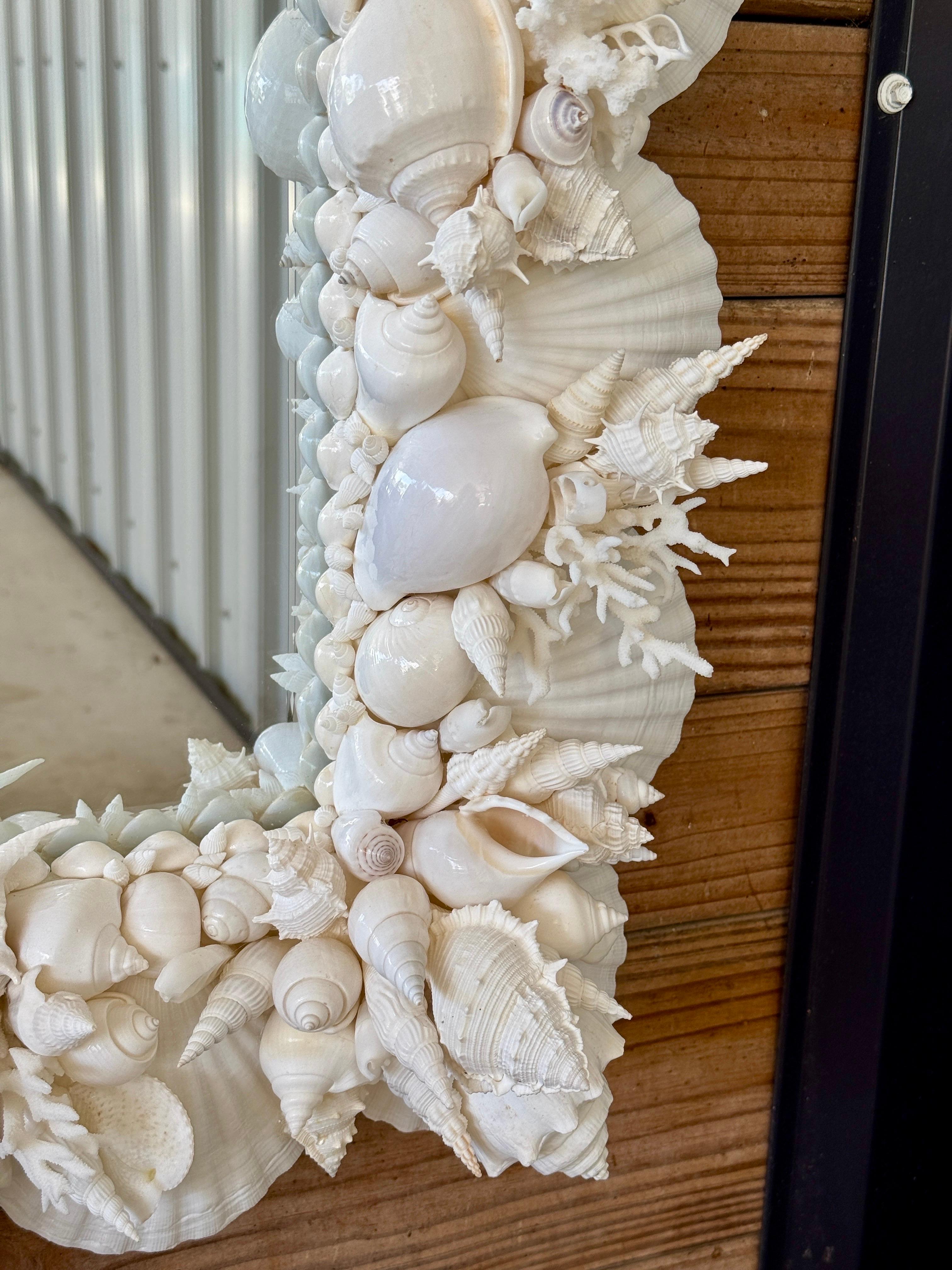 Coastal Regency Monumental Sculptural Custom Made Seashell and Coral Mirror For Sale 6