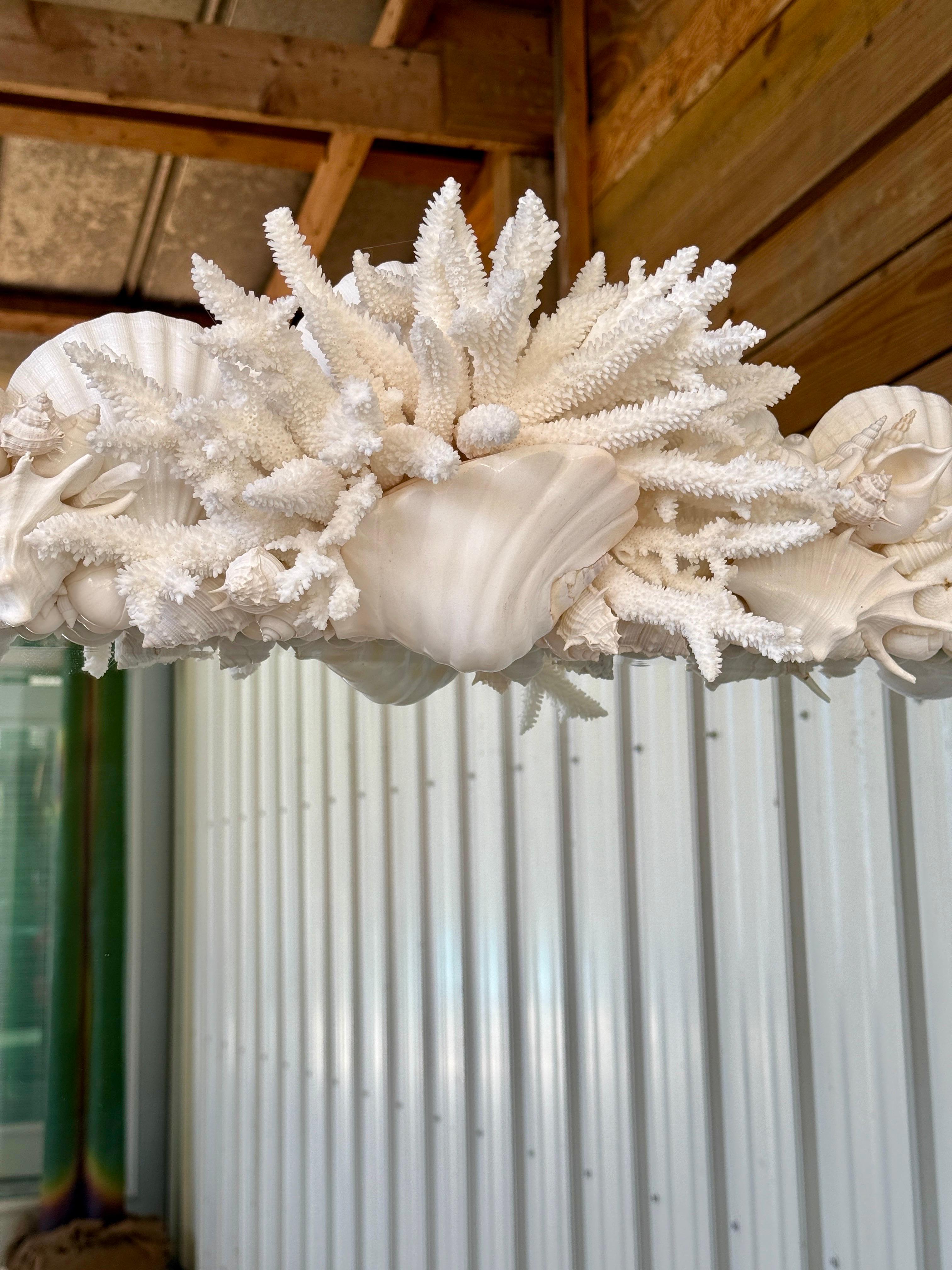 Other Coastal Regency Monumental Sculptural Custom Made Seashell and Coral Mirror For Sale