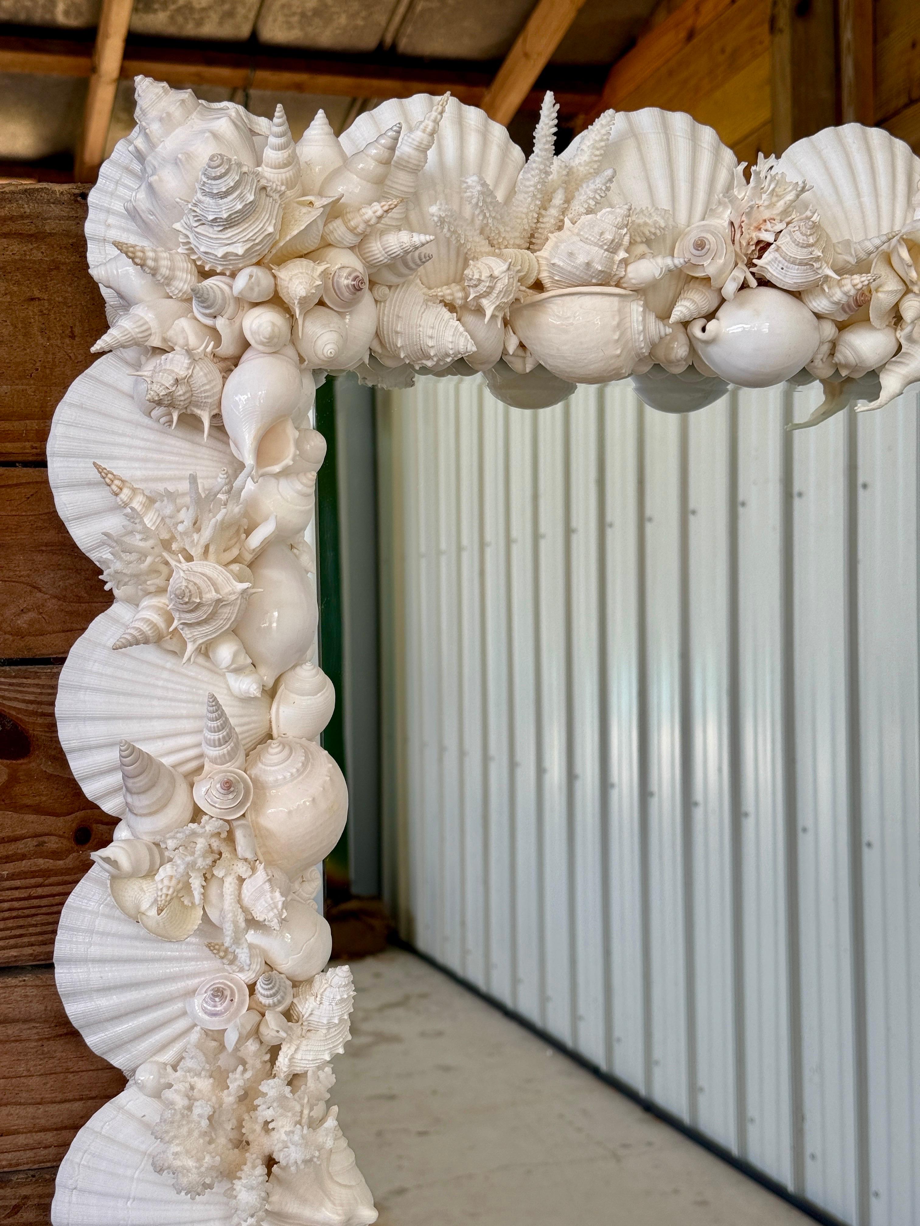 American Coastal Regency Monumental Sculptural Custom Made Seashell and Coral Mirror For Sale