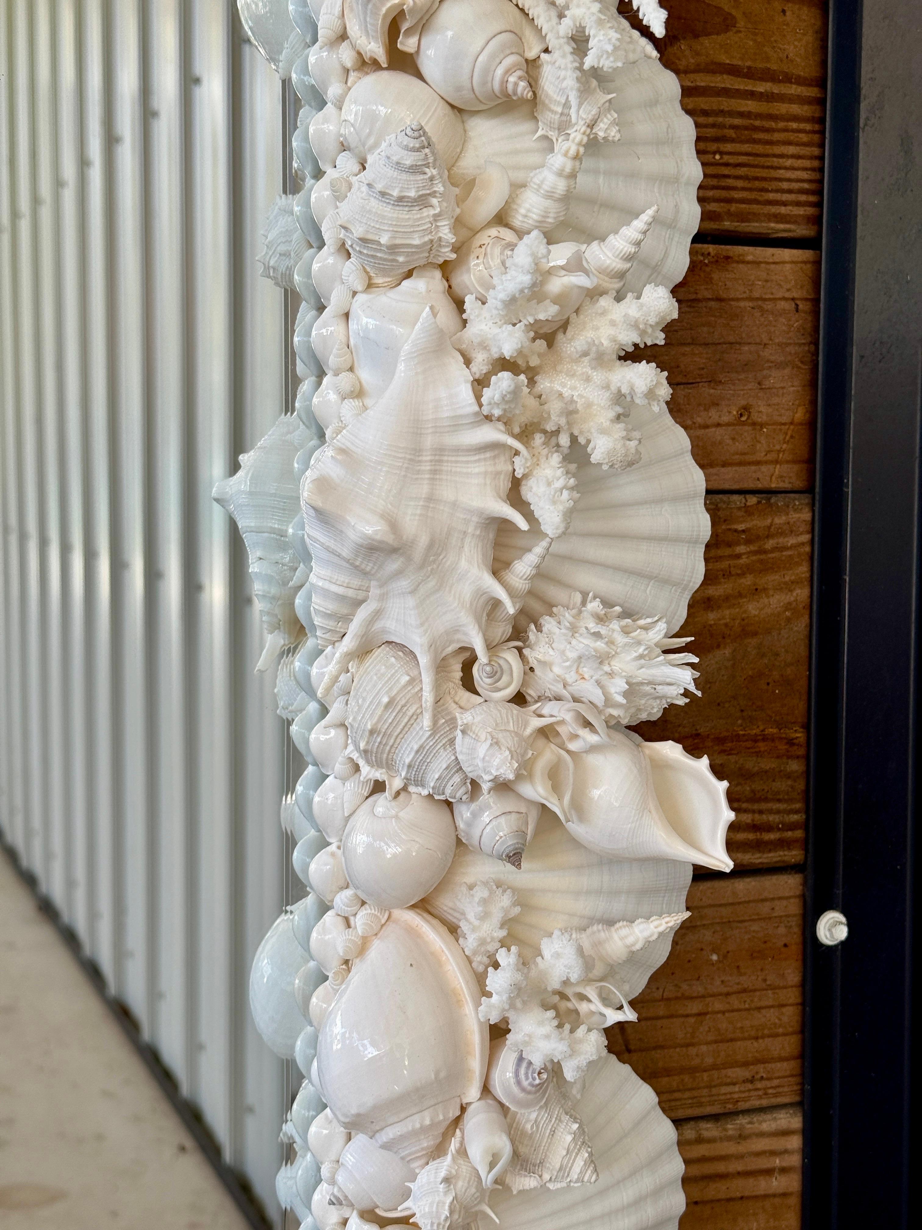 Coastal Regency Monumental Sculptural Custom Made Seashell and Coral Mirror In New Condition For Sale In North Fort Myers, FL