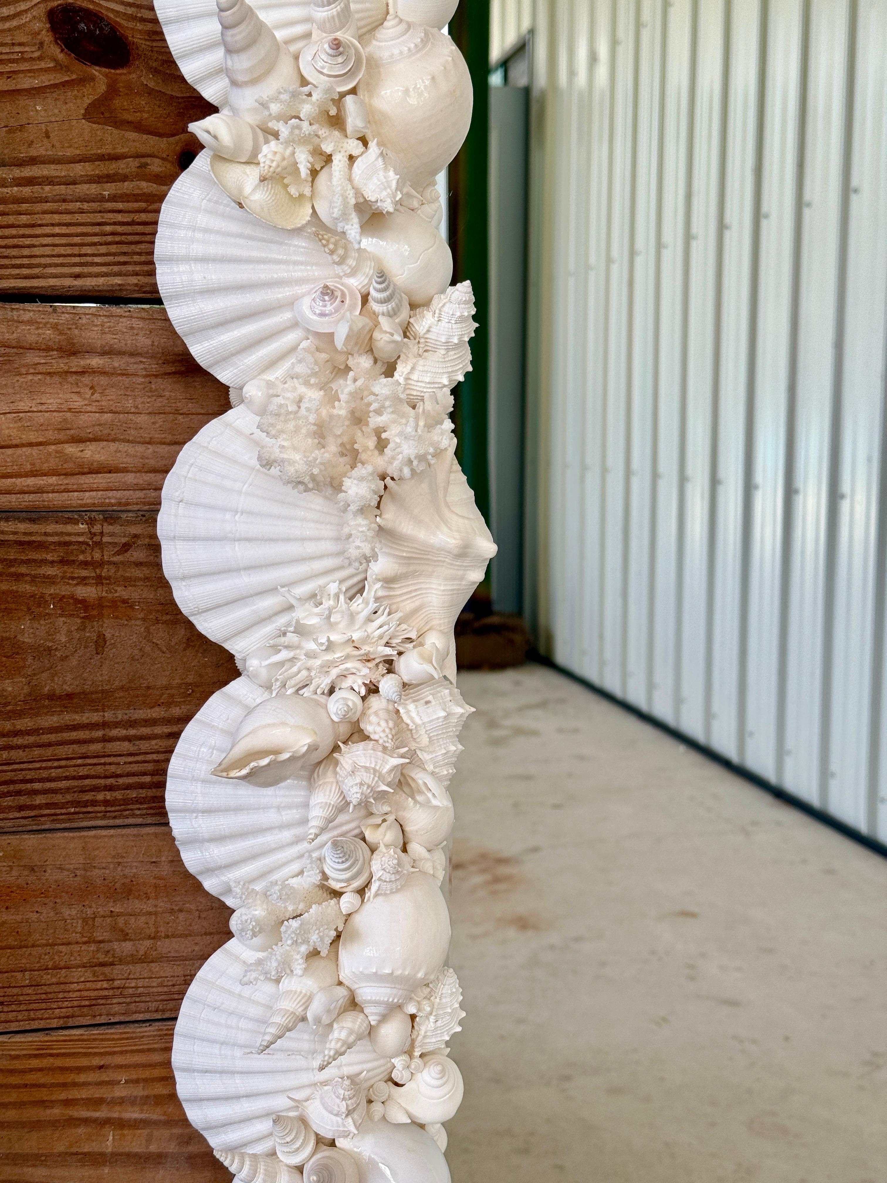 Shell Coastal Regency Monumental Sculptural Custom Made Seashell and Coral Mirror For Sale