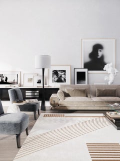 Tappeto Tapis Rouge Sicily, lana Coastal White brown motivo a strisce geometriche