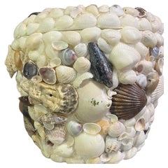 Coastal Sea Shell Encrusted Ice Bucket with Lid - 1970s