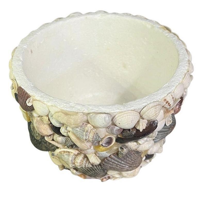 20th Century Coastal Sea Shell Encrusted Ice Bucket with Lid - 1970s For Sale