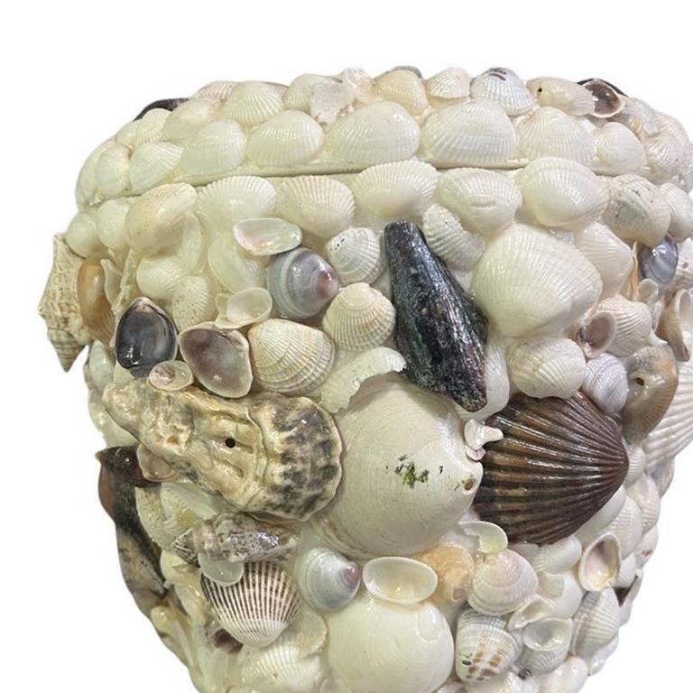 Coastal Sea Shell Encrusted Ice Bucket with Lid - 1970s For Sale 3